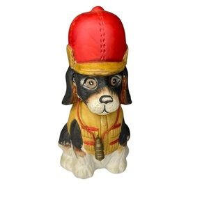 Jasco Hunting Rescue Hound Dog Ceramic Coin Bank Whistle Hat 5.25" with Stopper